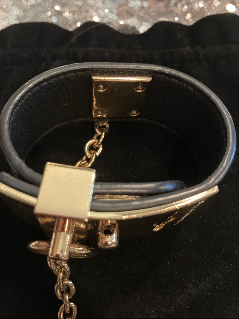 BCBGMaxAzria Set of 2 Black Leather Toggle Cuff Bracelets - Picture 5 of 9